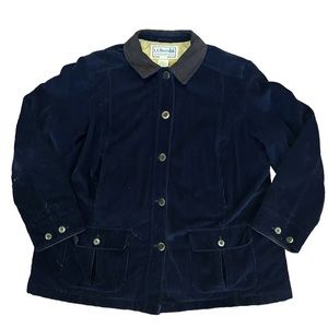 L.L. Bean Mens XL Coat Jacket Navy Thinsulate Pockets Brown Corduroy Collar
